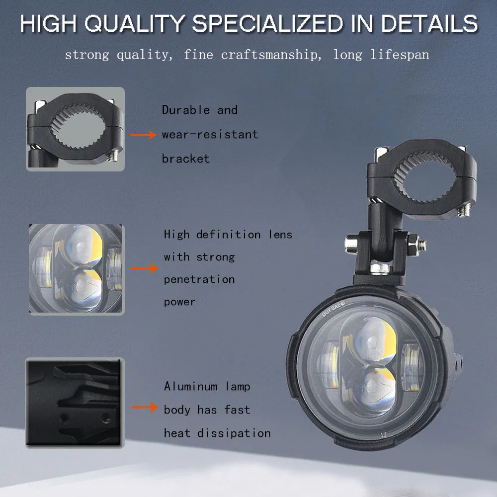Phares LED Moto Bicolores – Feux Avant Homologués, Installation Universelle